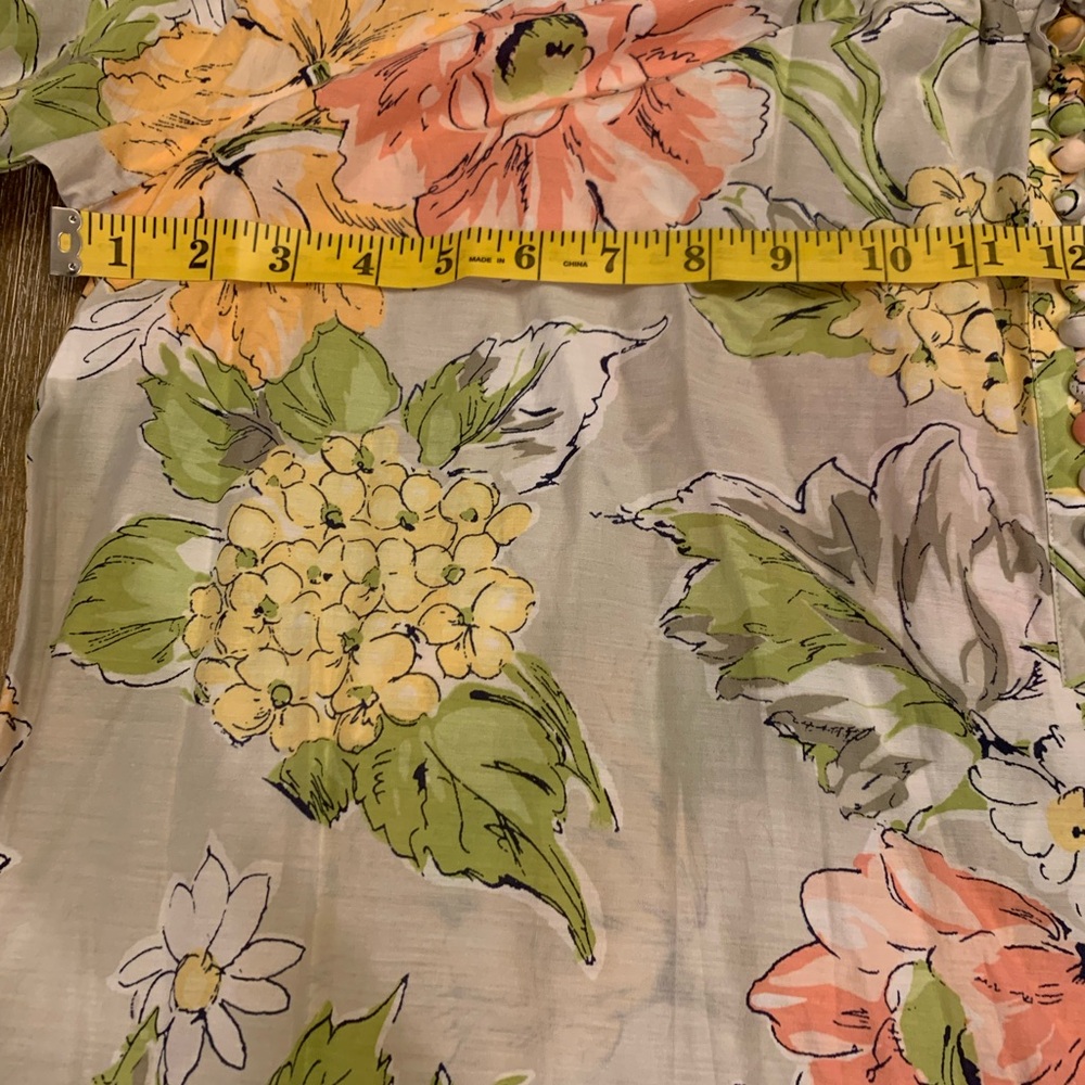 Tommy Bahama Cotton/Silk Floral Blouse in Orange, Yellow, and Green - Picture 7 of 12